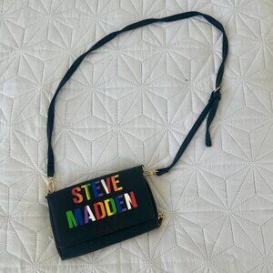 Steve Madden Black Crossbody Bag with Multicolor Logo